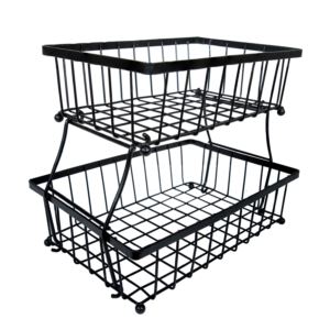 2-Tier+Collapsible+Storage+Basket+with+Nonslip+Feet