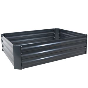Sunnydaze+Galvanized+Steel+Raised+Garden+Bed+-+47-Inch+Rectangle+-+Dark+Gray