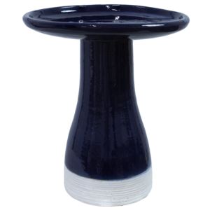 Duo-Tone+Outdoor+Glazed+Ceramic+Bird+Bath+-+UV%2FFrost+Resistant+-+Midnight+Blue