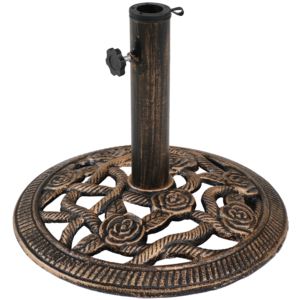 Sunnydaze+Rose+Blossom+Cast+Iron+Patio+Umbrella+Base+-+Bronze+-+16-Inch