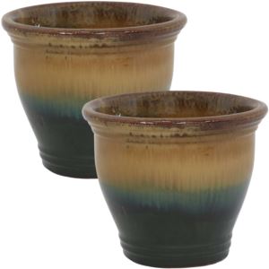 11+in+Studio+Glaze+Ceramic+Planter+-+Forest+Lake+Green+-+Set+of+2