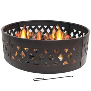 Sunnydaze+Round+Steel+Crossweave+Cut+Out+Campfire+Ring+Inch