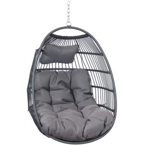 Sunnydaze+Julia+Hanging+Egg+Chair+with+Gray+Cushions+-+44-Inch