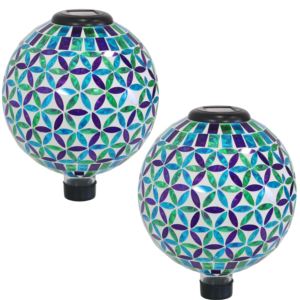 Cool+Blooms+Glass+Mosaic+Gazing+Globe+with+Solar+Light+Set+of+Inch