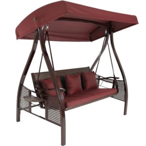 Deluxe+Wicker+Garden+Swing+with+Side+Table