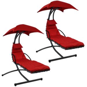 Floating+Lounge+Chair+with+CanopyArc+Stand+Red+Set+of