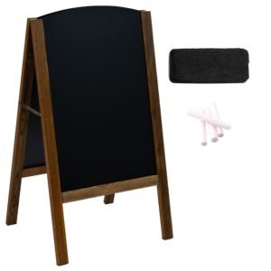 DoubleSided+AFrame+Chalkboard+with+Rounded+Top+and+Pine+Frame+in+x+in