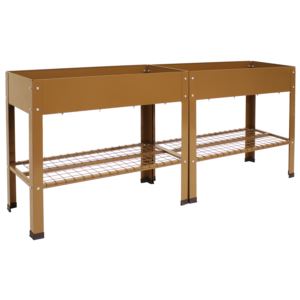 Galvanized+Steel+Raised+Bed+with+Mesh+Shelf+Black+Set+of