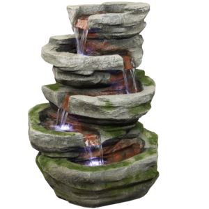 Sunnydaze+Lighted+Cobblestone+Waterfall+Fountain+with+LED+Lights+Inch