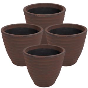 in+cm+Round+Ribbed+Resin+IndoorOutdoor+Planter+Rust+Pack