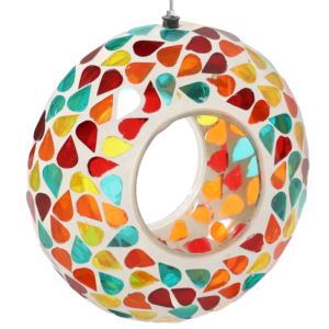 Sunnydaze+Glass+Mosaic+Confetti+Hanging+FlyThrough+Outdoor+Bird+Feeder+Inch