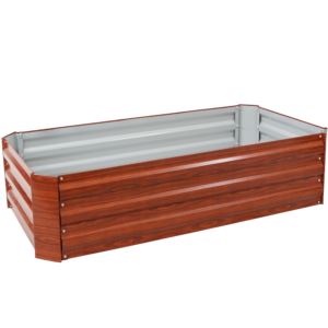 Sunnydaze+Galvanized+Steel+Raised+Bed+Inch+Rectangle+Woodgrain