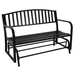 50%22++Black+Steel+Outdoor+Patio+Glider+Bench