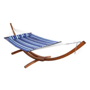 Sunnydaze+Quilted+Person+Hammock+with+Foot+Wood+Stand+Catalina+Beach