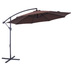 Sunnydaze+Steel+Offset+Patio+Umbrella+Cantilever+and+Crank+Brown+Foot