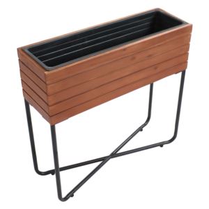 Acacia+Wood+Slatted+Planter+Box+with+OilStained+Finish