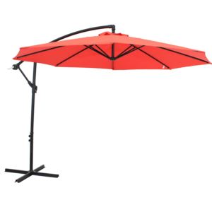 Sunnydaze+Offset+Outdoor+Patio+Umbrella+with+Crank+-+9-Foot+-+Cherry