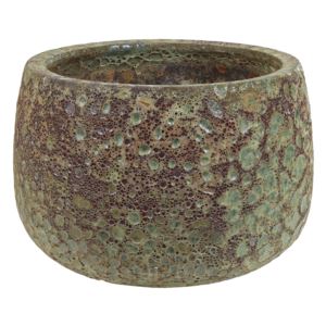 in+cm+Round+Lava+Finish+Ceramic+Planter+Green+Distressed+Ceramic