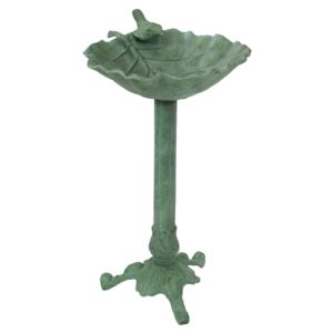Autumnal+Leaf+Cast+Aluminum+Bird+Bath+Green+Patina