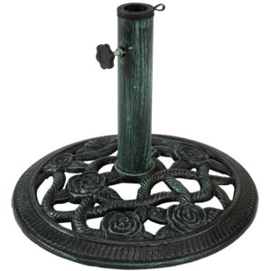 Sunnydaze+Rose+Blossom+Cast+Iron+Patio+Umbrella+Base+Green+Inch