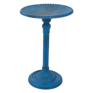 Art+Deco+Sunburst+Cast+Aluminum+Bird+Bath+-+Blue+Patina