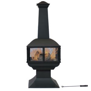 Sunnydaze+Outdoor+Wood+Burning+Degree+View+Black+Steel+Chiminea+Inch