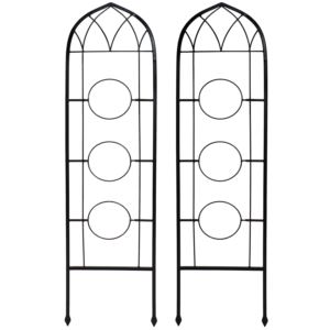 Piece+Arched+Wall+Trellis+with+Flowerpot+Supports+in
