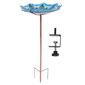 Exquisite+Feathers+DeckMounted+Glass+Bird+Bath+with+Stake