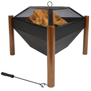 Sunnydaze+Steel+Outdoor+Triangle+Fire+Pit+and+Side+Table+Inch