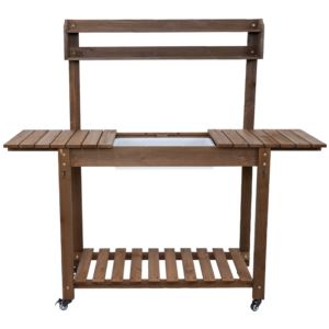 Fir+Wood+Potting+Bench+with+Sliding+Tabletop