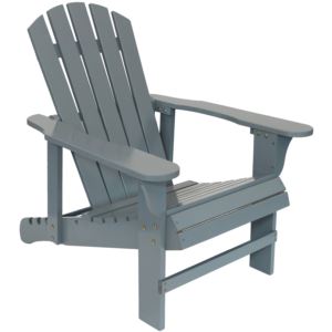 Sunnydaze+Wood+Adirondack+Chair+with+Adjustable+Backrest+Gray