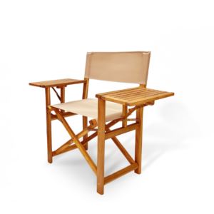 Walker+Outdoor+Wooden+Folding+Directors+Chair+w+Side+Tables