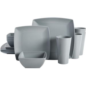 Gibson+Soho+Lounge+Melamine+Grayson+Pc+Dinnerware+Set+Grey+Solid+Color+Matte+Finish+Melamine