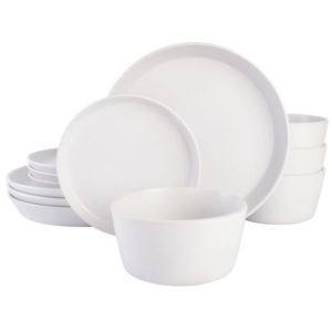 Gibson+Soho+Lounge+Sofia+Pc+Dinnerware+Set+White+wSmall+Brown+Speckle+Rd+Matte+Stoneware
