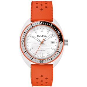 Mens+Snorkel+Clownfish+Orange+HNBR+Rubber+Strap+Watch+White+Dial