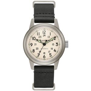 Mens+Hack+Auto+Watch+Black+NATO+Leather+Strap+Ivory+Dial