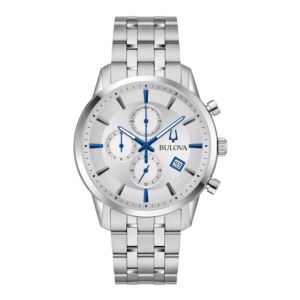 Mens+Sutton+Chronograph+SilverTone+Stainless+Steel+Watch+Silver+Dial