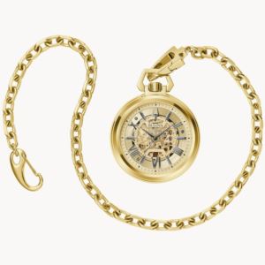 Sutton+Gold-Tone+Stainless+Steel+Automatic+Pocket+Watch+Gold+Dial