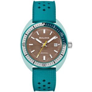 Mens+Snorkel+Sea+Turtle+Green+HNBR+Rubber+Strap+Watch+Brown+Dial