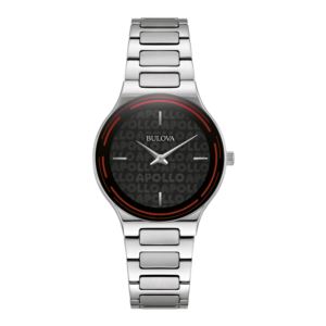 Ladies+Apollo+SilverTone+Stainless+Steel+Watch+Black+Marquee+Dial