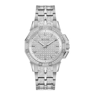 Ladies+Octava+Crystal+SilverTone+Stainless+Steel+Watch+Crystal+Pave+Dial