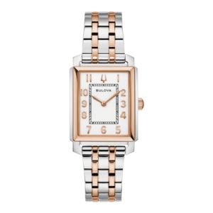 Ladies+Sutton+Tone+Stainless+Steel+Rectangle+Watch+White+Dial