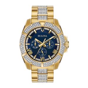 Unisex+Octave+Crystal+Gold-tone+Stainless+Steel+Watch+Blue+Dial