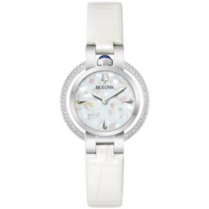 Ladies+Rubaiyat+Winter+White+Leather+Strap+Watch+White+MOP+Dial