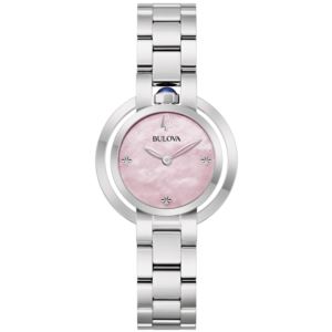 Ladies+Rubaiyat+Silver-Tone+Stainless+Steel+Watch+Pink+MOP+Dial