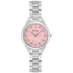 Ladies+Sutton+SilverTone+Stainless+Steel+Watch+Pink+Dial