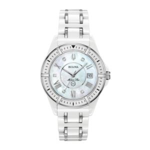 Ladies+Marine+Star+Series+L+White+Ceramic+Stainless+Steel+Watch+MOP+Dial