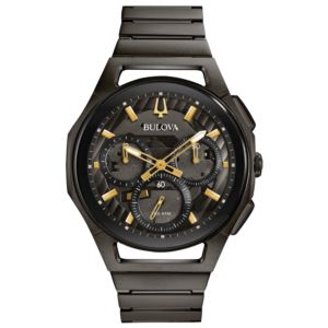 Men%27s+CURV+Automatic+Chronograph+Dark+Gray+IP+Stainless+Steel+Watch+Gray+Dial