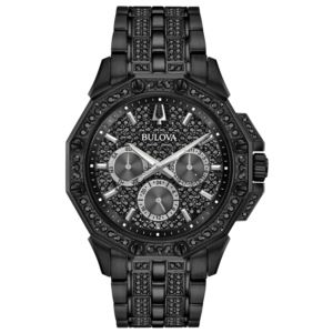 Mens+Black+IP+%26+Black+Swarovski+Crystal+Watch