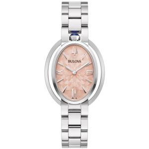 Ladies+Rubaiyat+SilverTone+Stainless+Steel+Oval+Watch+Salmon+Dial